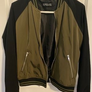 Army Green and Black Bomber Jacket
